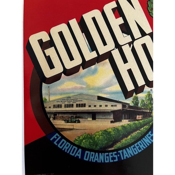 VINTAGE Original Citrus ORANGE Crate Label FLORIDA Christmas Holly DECOUPAGE MCM - Picture 3 of 8